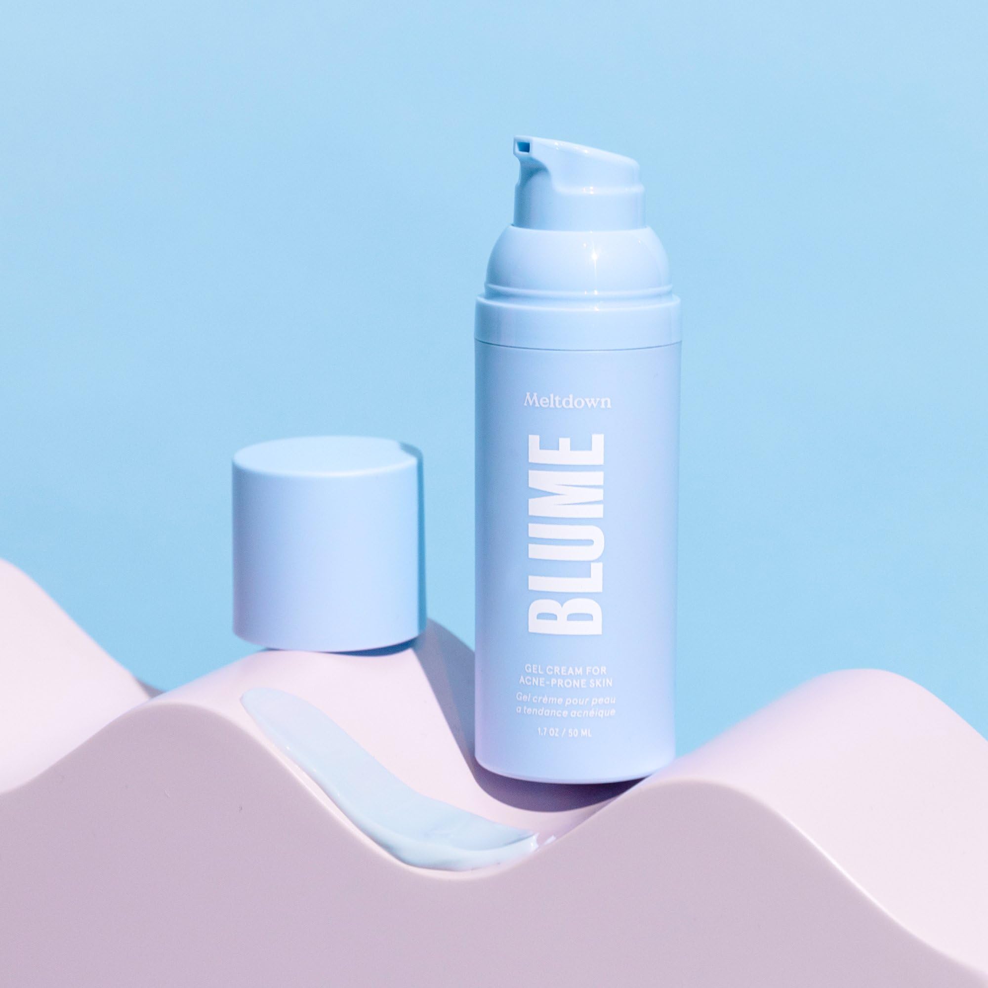 In-hand swatch of Blume Meltdown Gel Cream for easy daily moisturization.