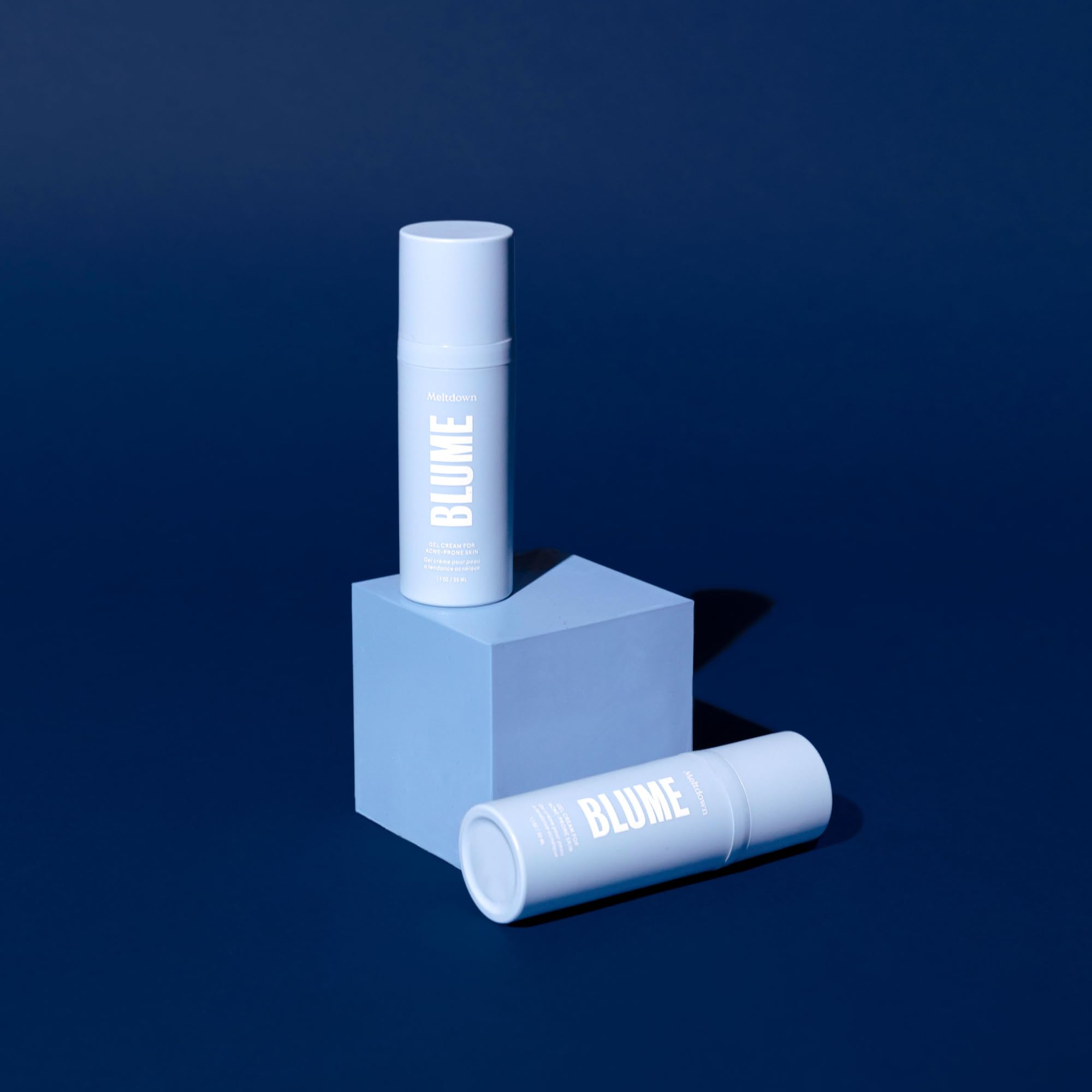 Blume Meltdown packaging highlighting vegan and cruelty-free skincare.