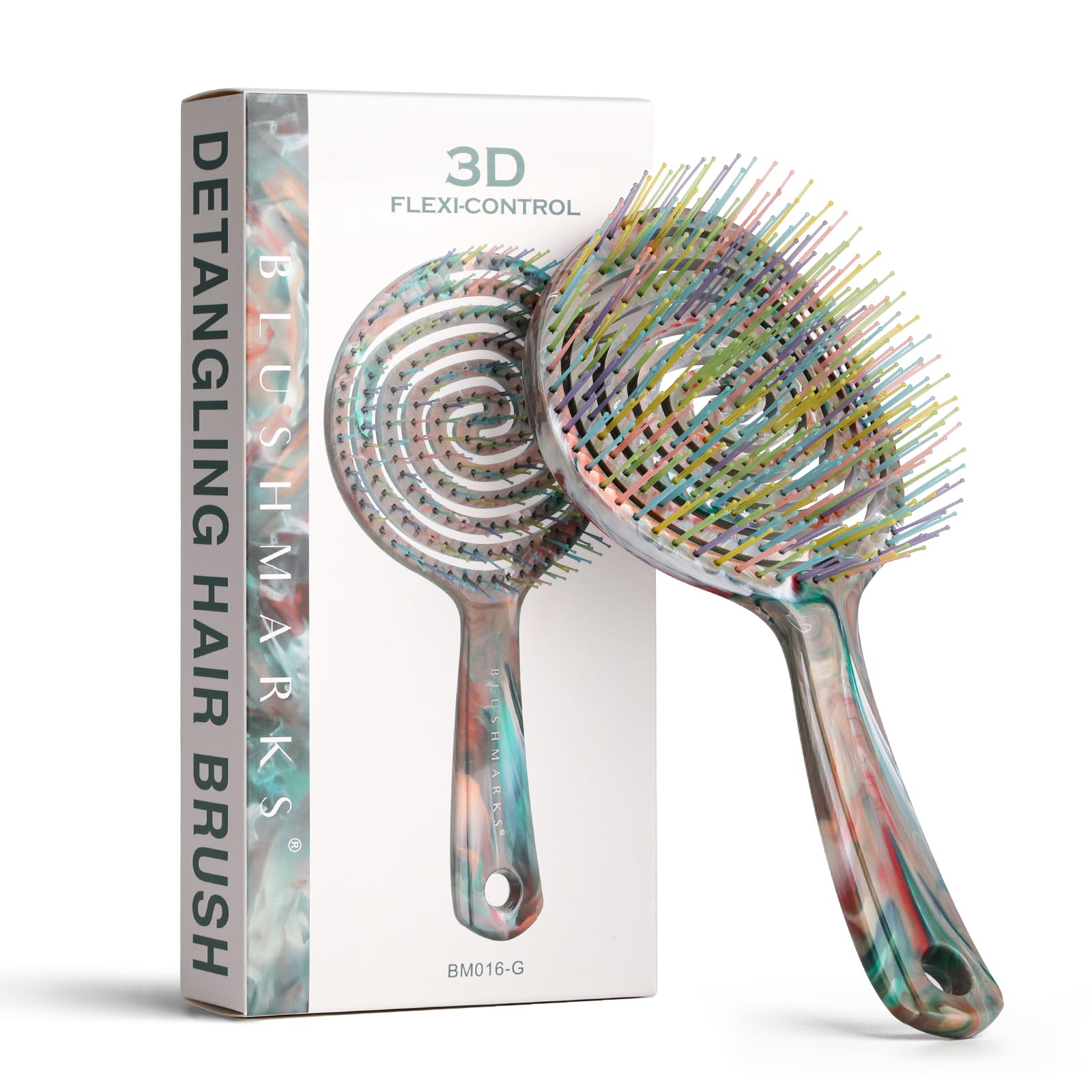 BLUSHMARKS detangling wet-hair brush with a lollipop shape for gentle knots.