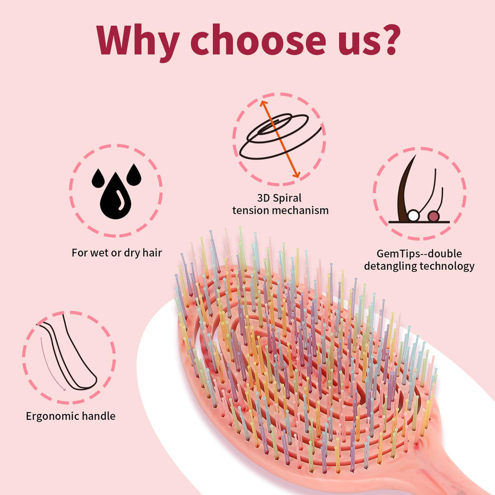 BLUSHMARKS double-layer-bristles deliver gentle detangling with rounded tips to reduce snags