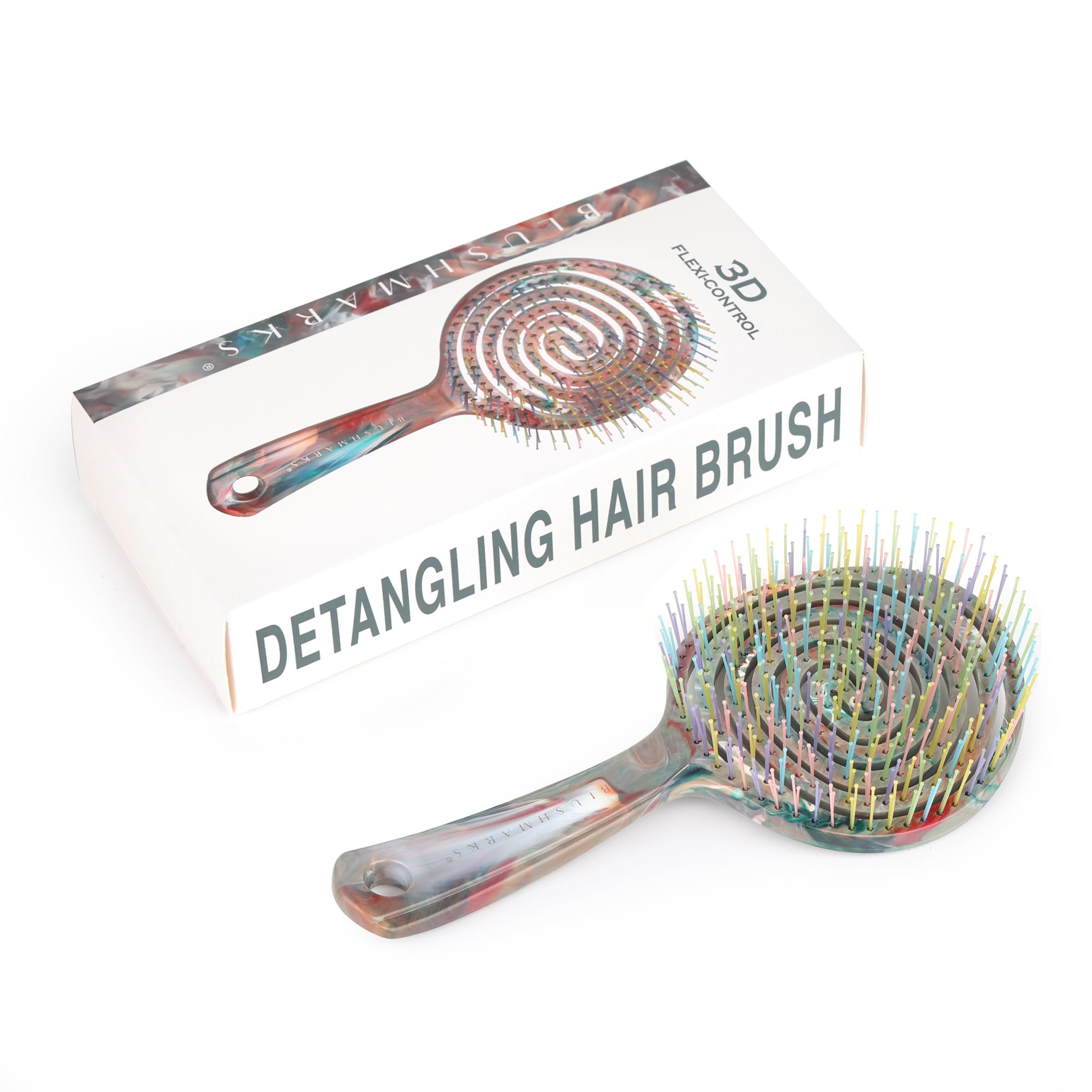 BLUSHMARKS travel-friendly brush fits bags for on-the-go detangling.