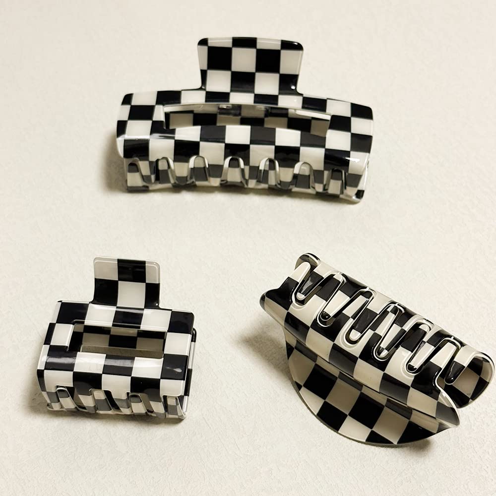 Bmobuo vintage checkered clip semicircle adds trendy flair while staying in place.