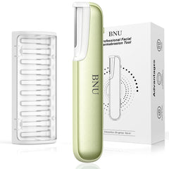 BNU Dermaplane Razor for Women face close-up showing precise shaving for smooth skin