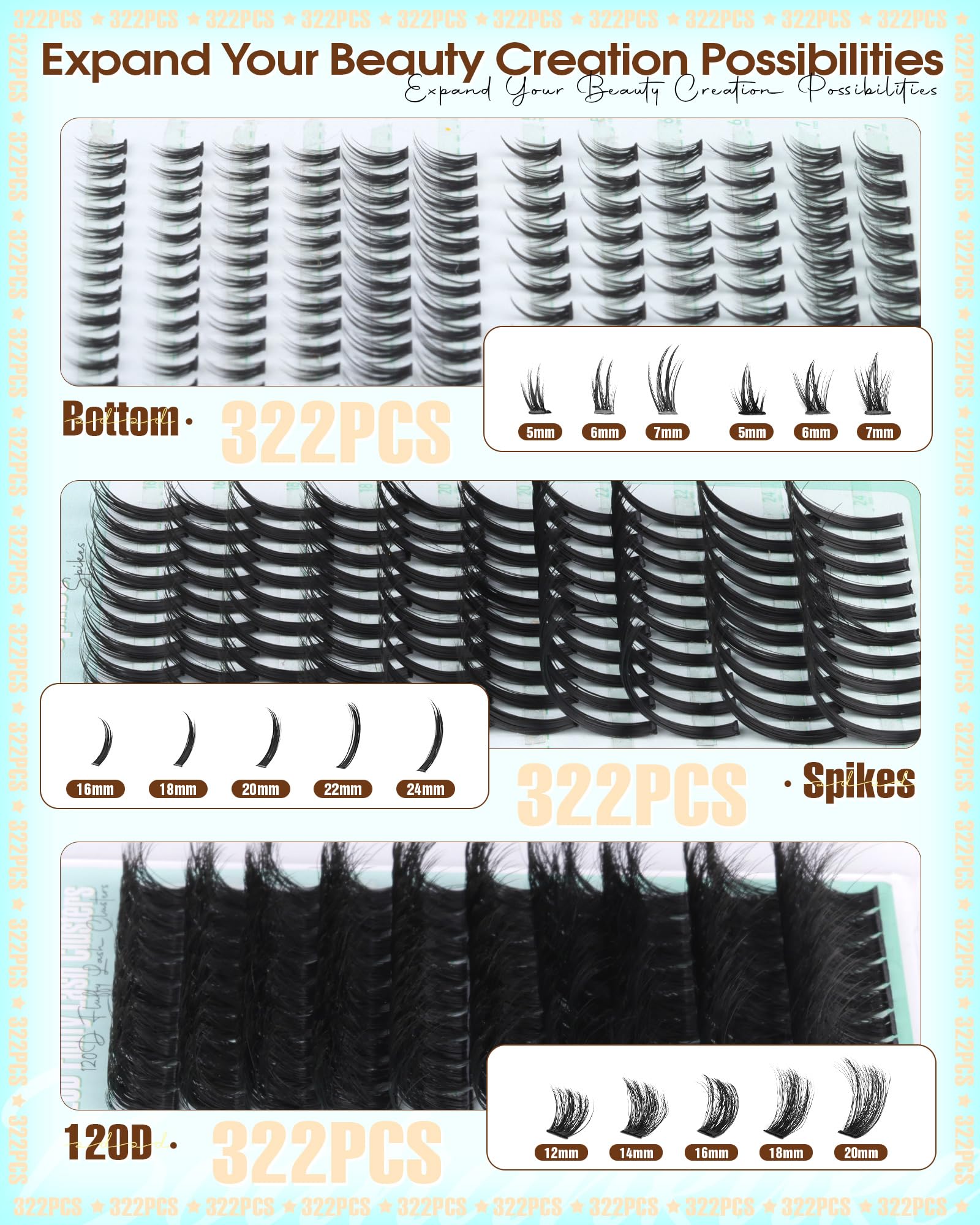 Boahankuke 322pcs lash pack for creative lash design options