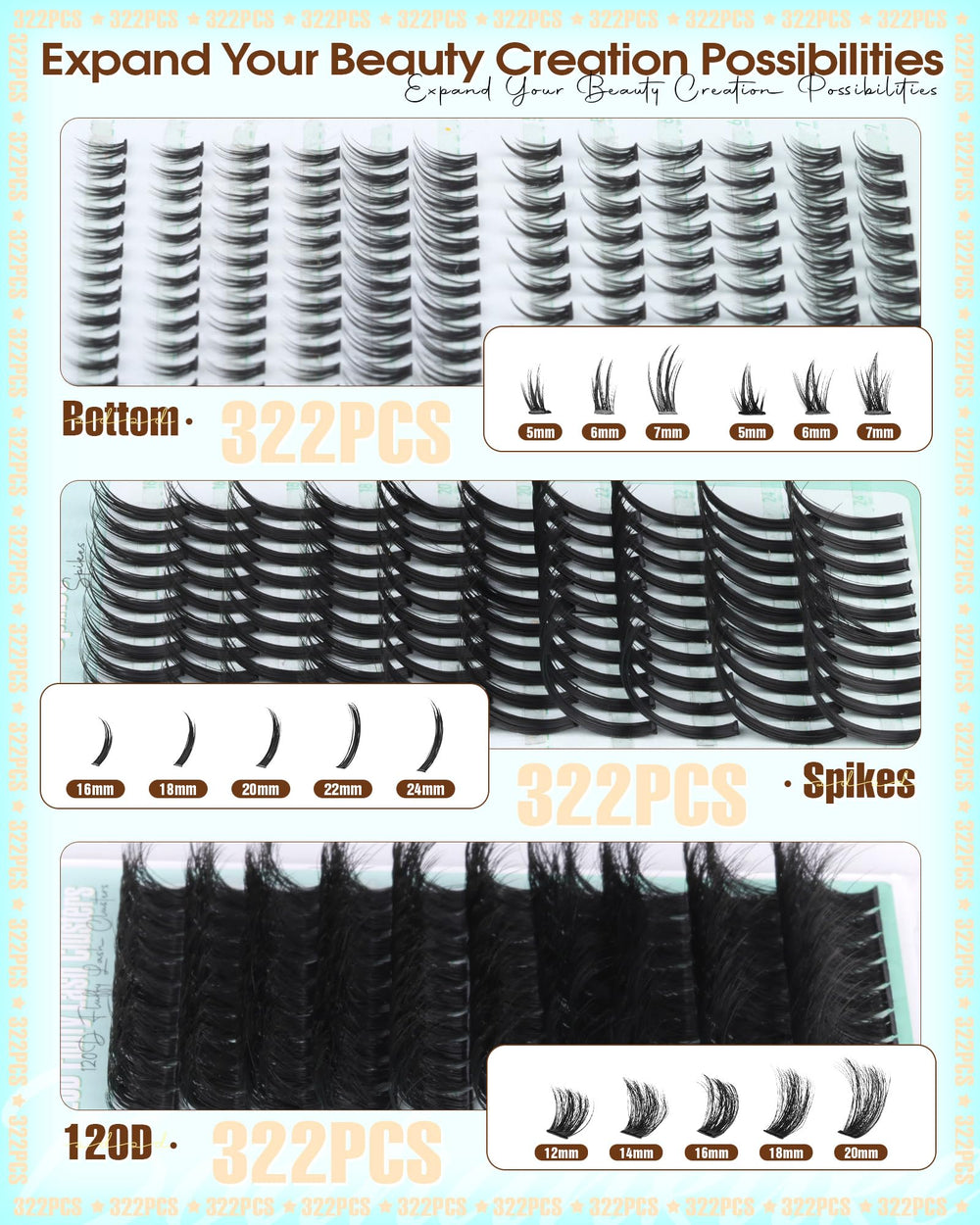 Boahankuke 322pcs lash pack for creative lash design options