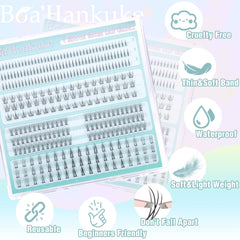 Boahankuke soft handmade bottom lash clusters close up.