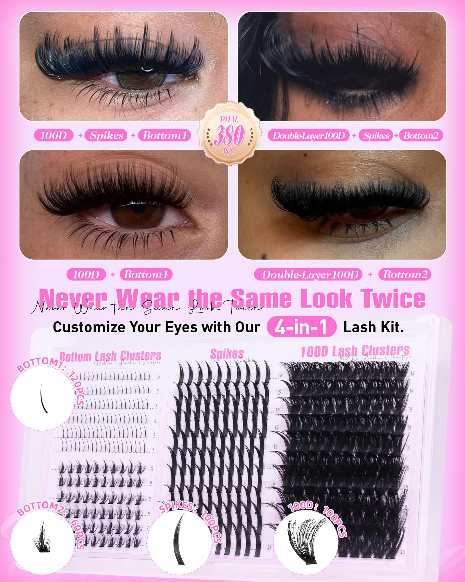 Boahankuke DIY spikes lash extension four styles for flexible at home glam