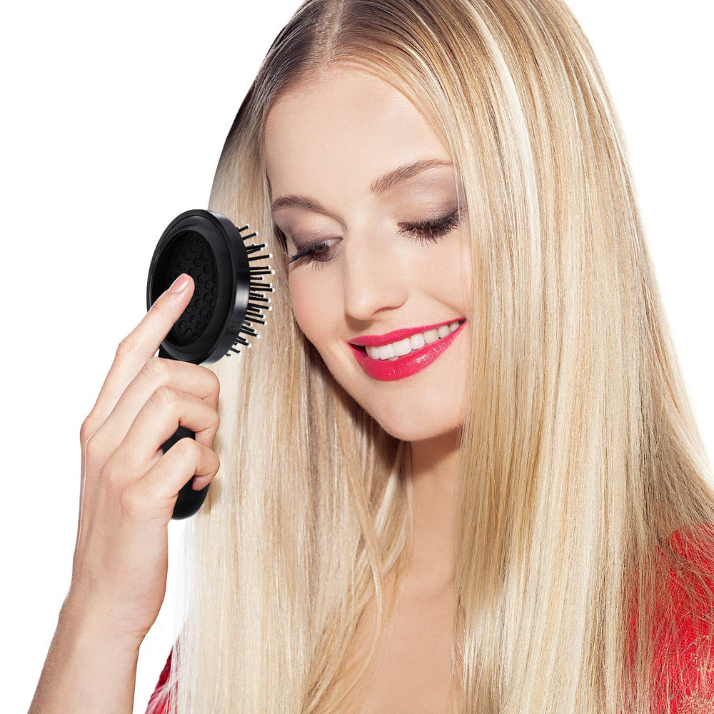 Boao black round folding hair brush suitable for men and women