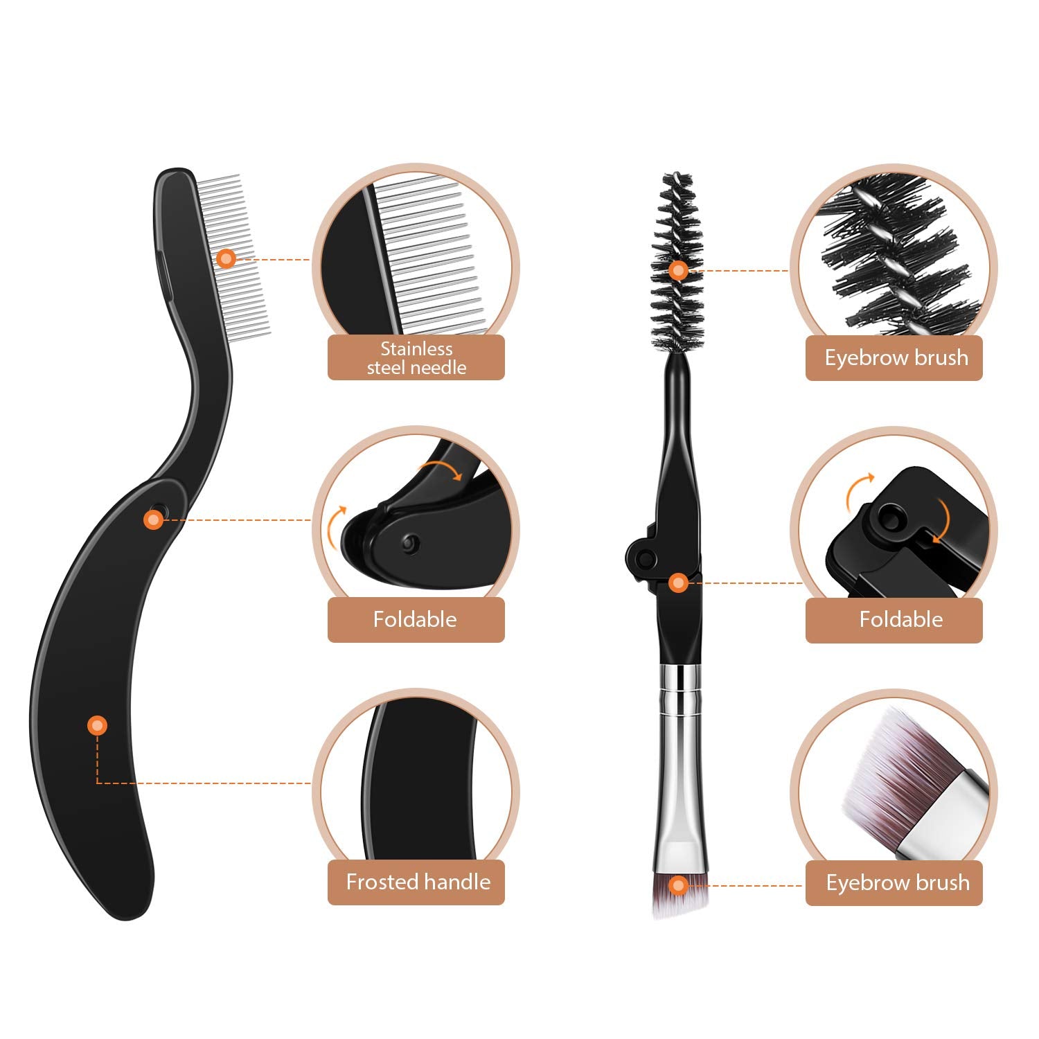 Boao dual-use eyebrow brush emphasizes natural, tidy brows with versatile application.