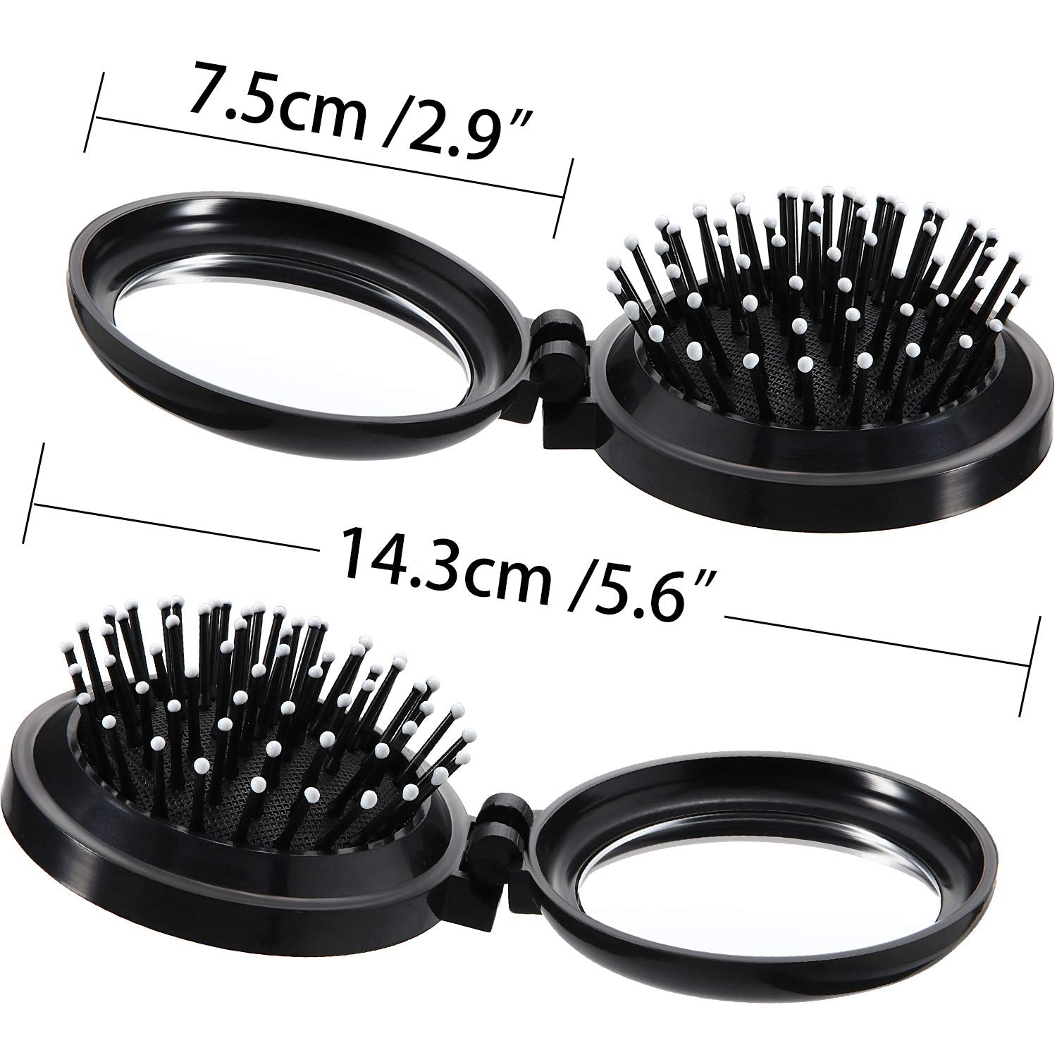 Boao mini round folding brush with soft bristles for detangling