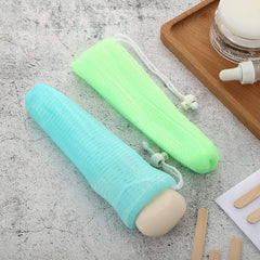 Boao soap bag with drawstring protecting soap and aiding drying.