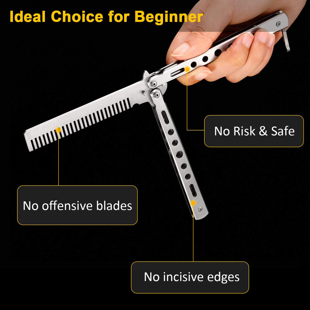 Boao stainless steel folding comb folded black shows durable design.