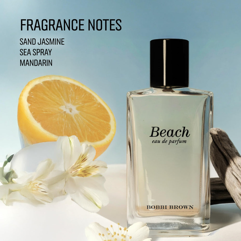 Bobbi Brown Beach EDP label closeup highlighting branding and notes