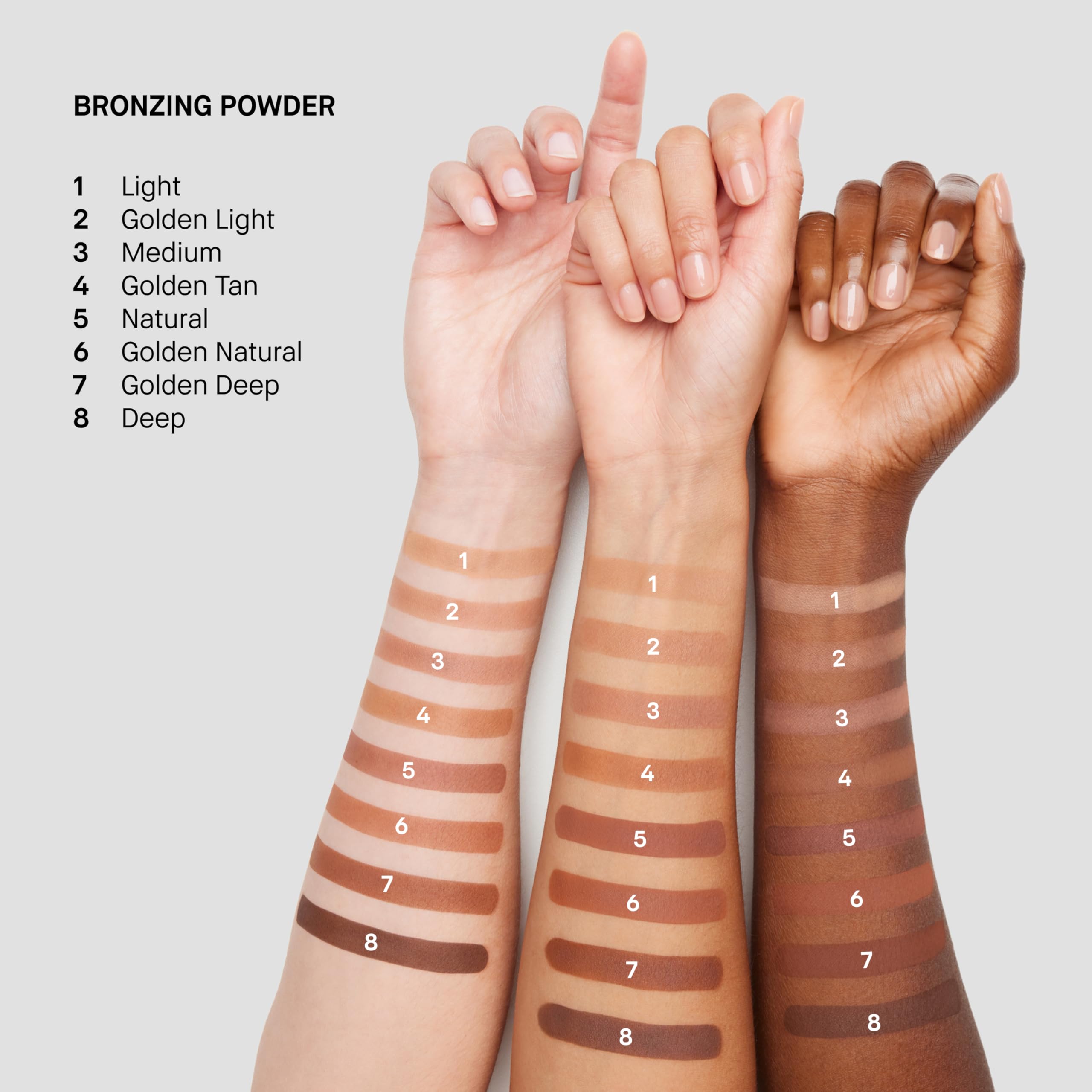 Bobbi Brown Bronzing Powder close-up demonstrates matte finish on forehead.