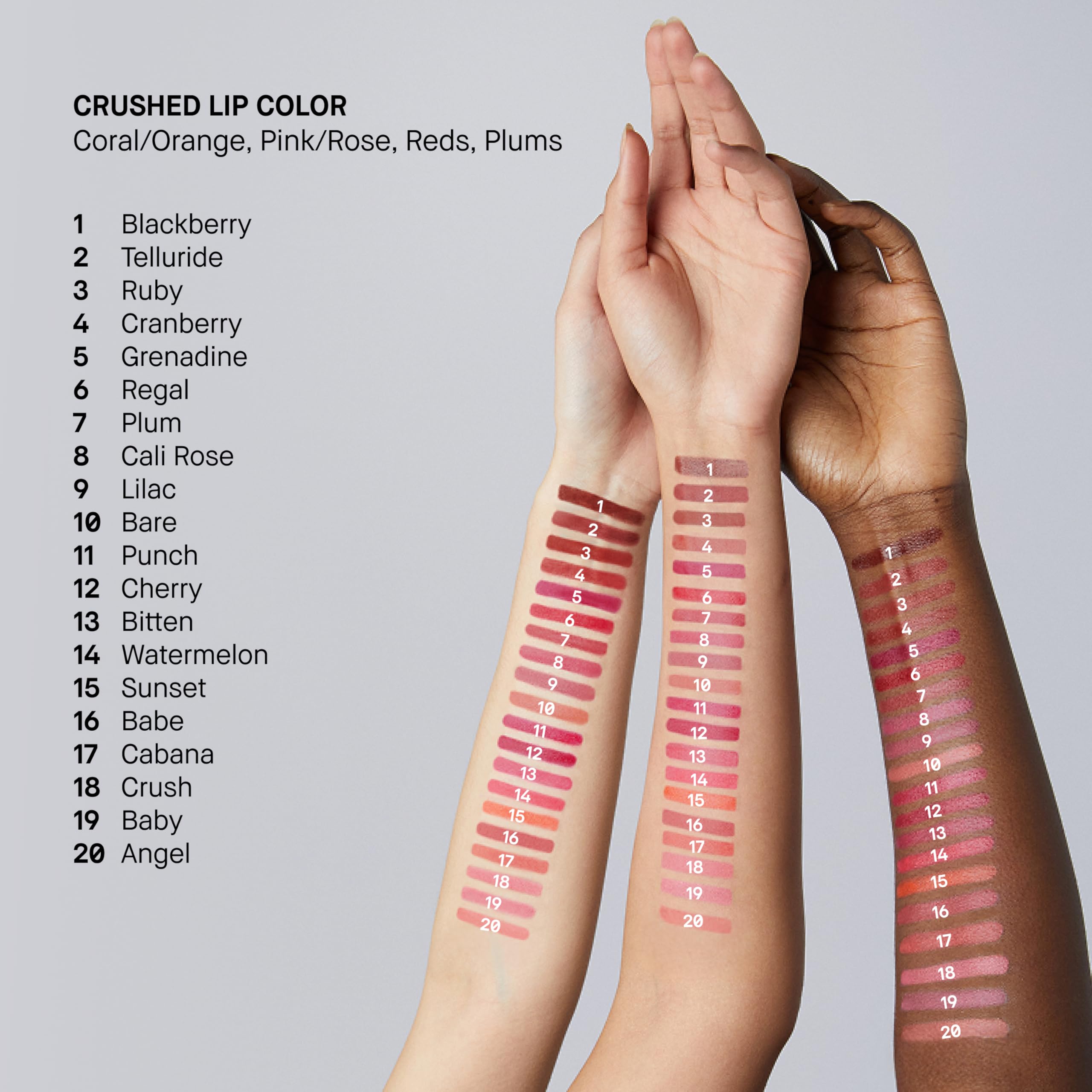Bobbi Brown Crushed Lip Color on skin tone swatch demonstrates versatile color payoff.