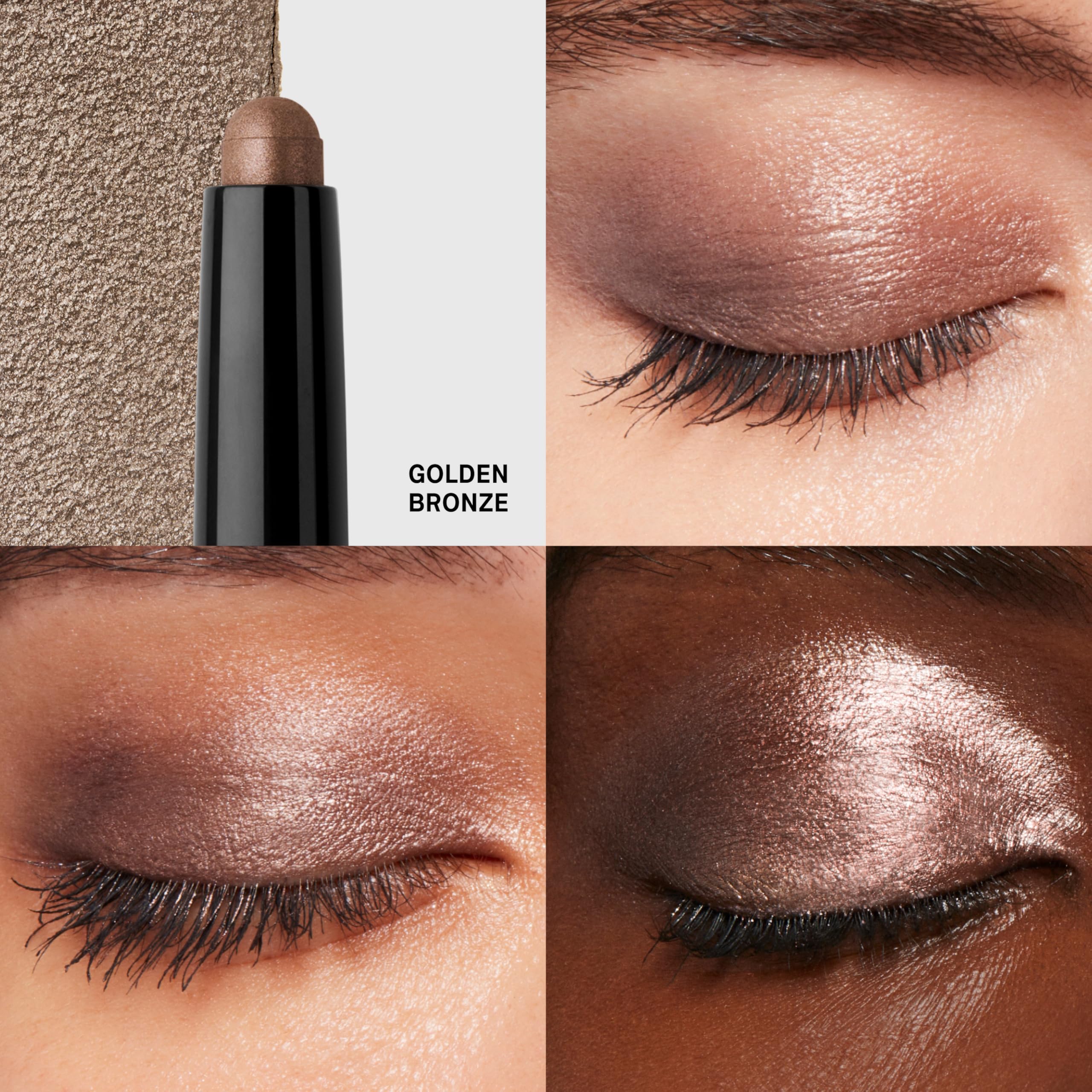 Bobbi Brown Long-Wear Cream Shadow Stick swatch in Golden Bronze demonstrates rich color.