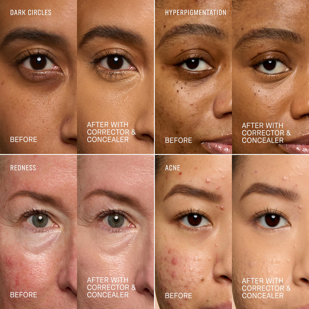 Application shot of Bobbi Brown Skin Corrector Stick delivering buildable correction.