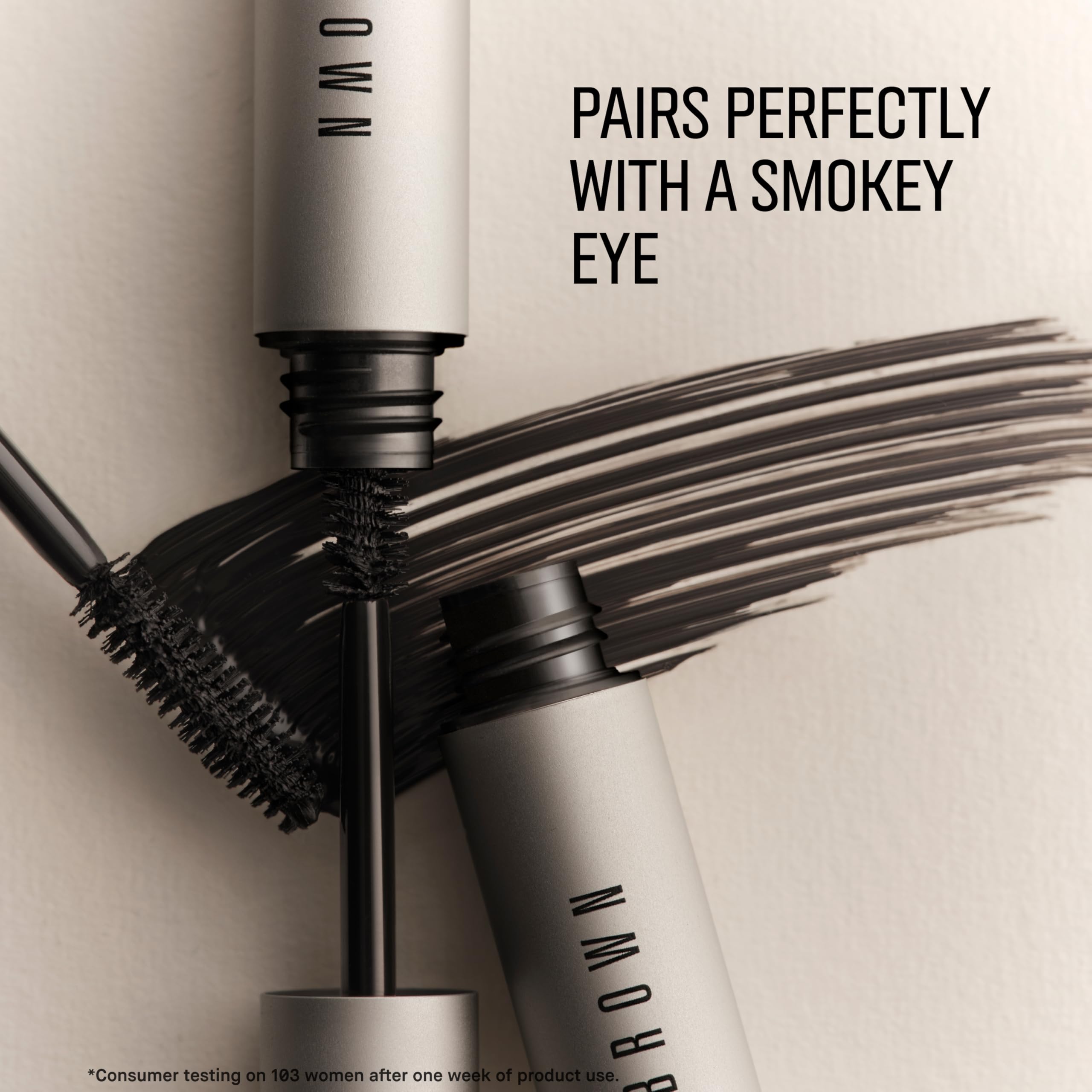 Bobbi Brown Smokey Eye Mascara on upper lashes delivers defined, bold definition.