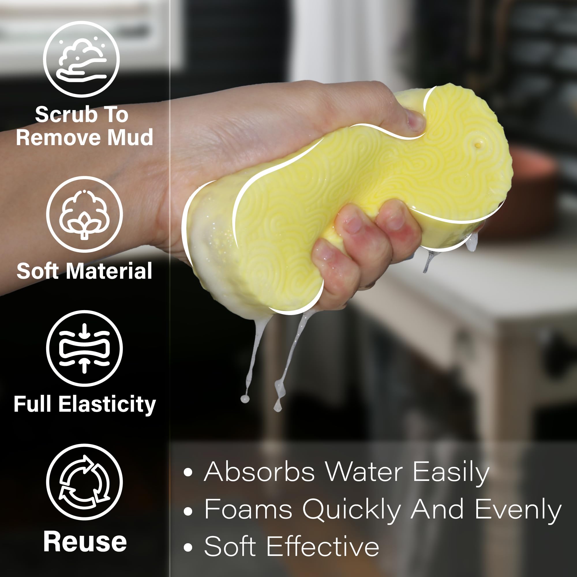 Durable, reusable sponge ideal for regular bath routines across ages