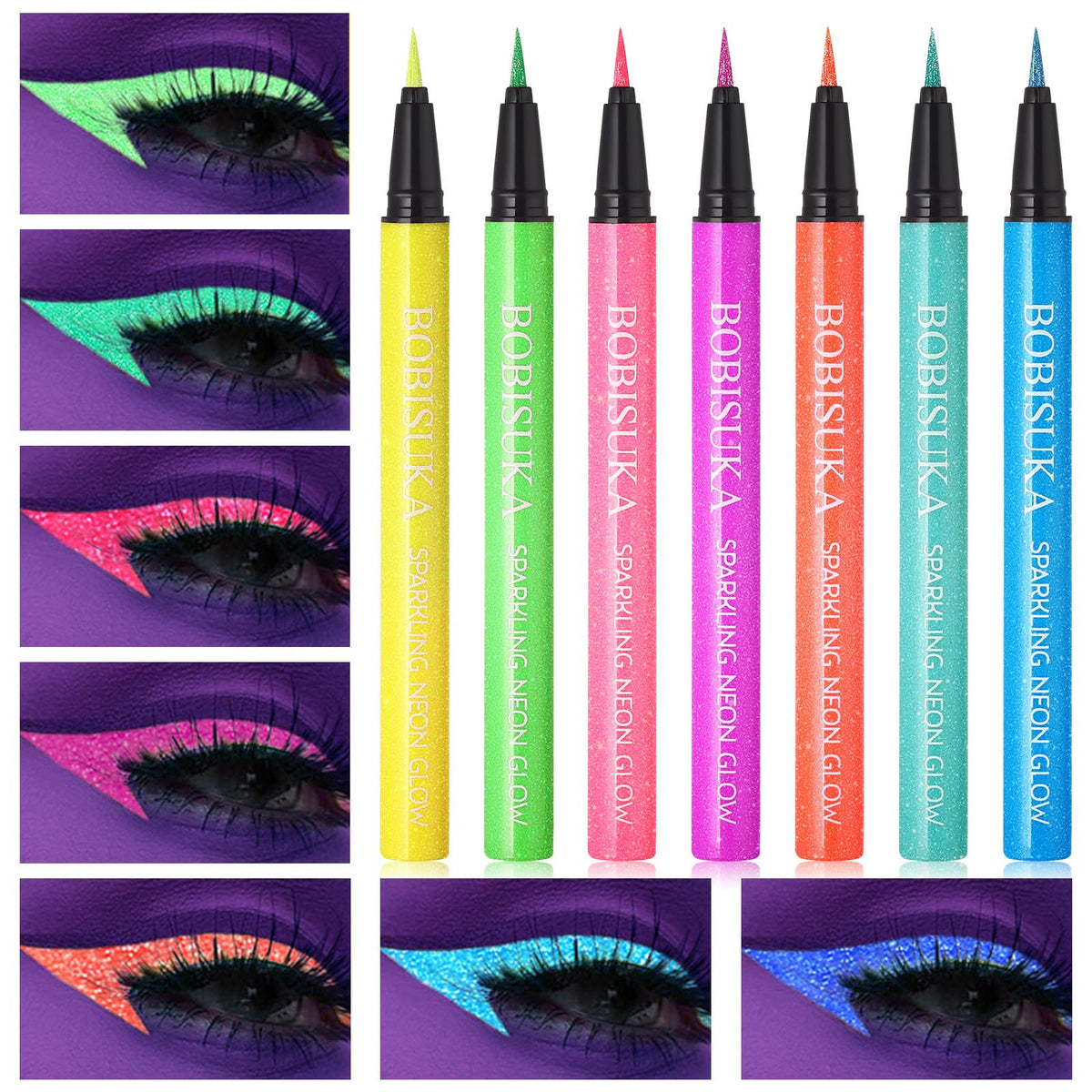 BOBISUKA delineador-uv-brillo-rosa para fiestas y looks brillantes bajo luz negra
