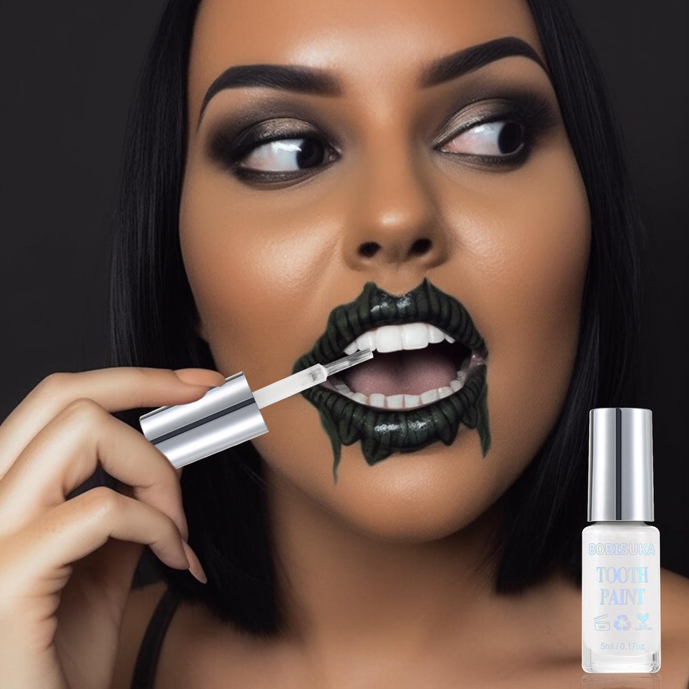 BOBISUKA White Tooth Paint with applicator brush for smooth, precise application.