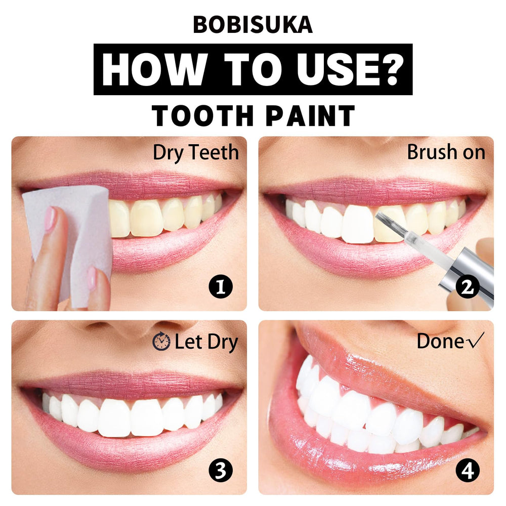 BOBISUKA White Tooth Paint applied on teeth creates a striking vampiric look.