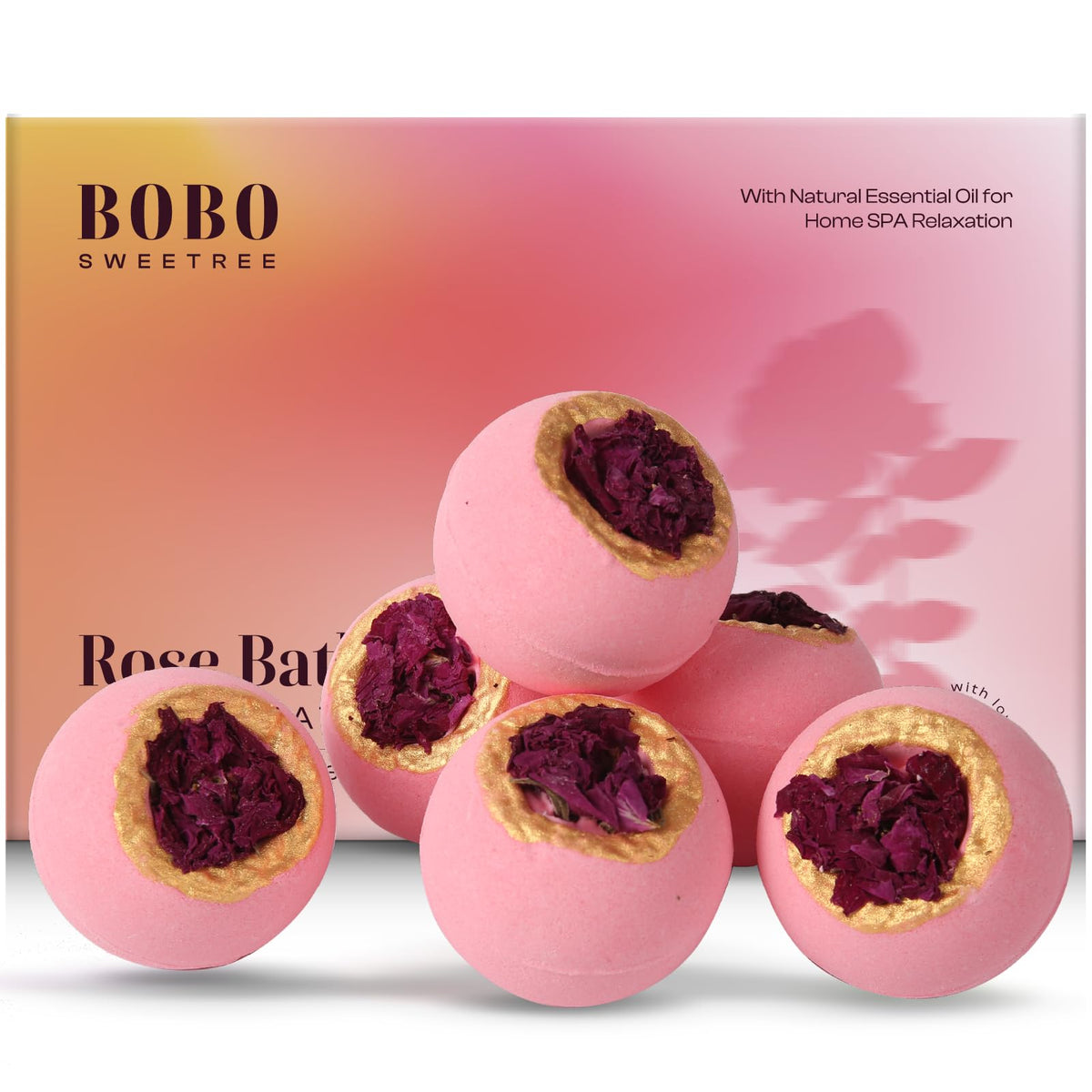 Bombas BoboSweeTree con rosa real y flores para una experiencia lujosa en casa.