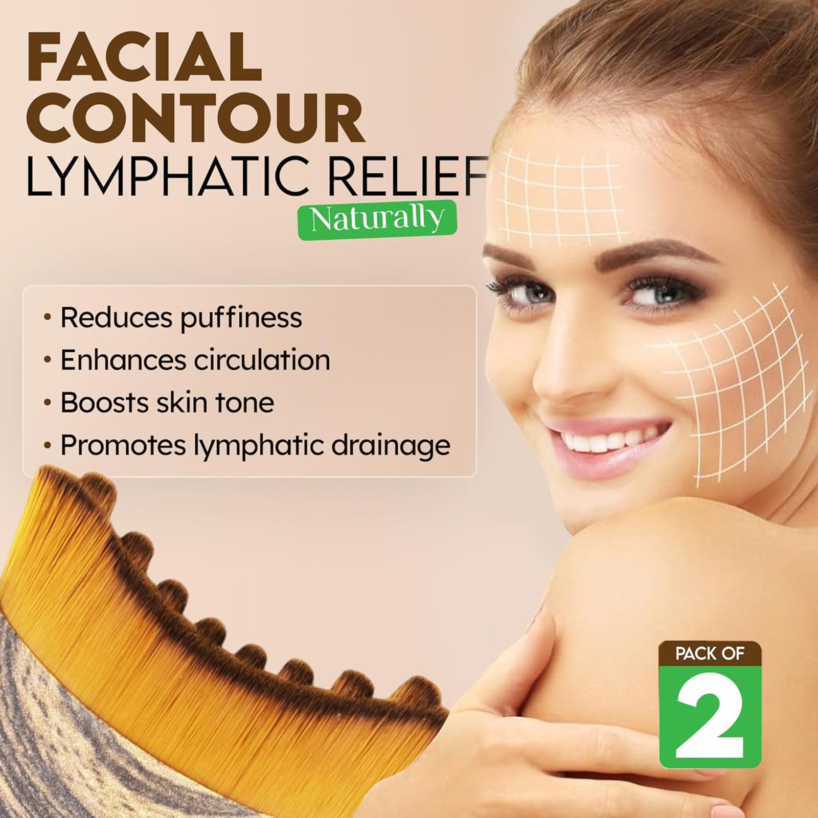 BoBoWalk face neck massage brush with ergonomic anti-slip handle for precise strokes.