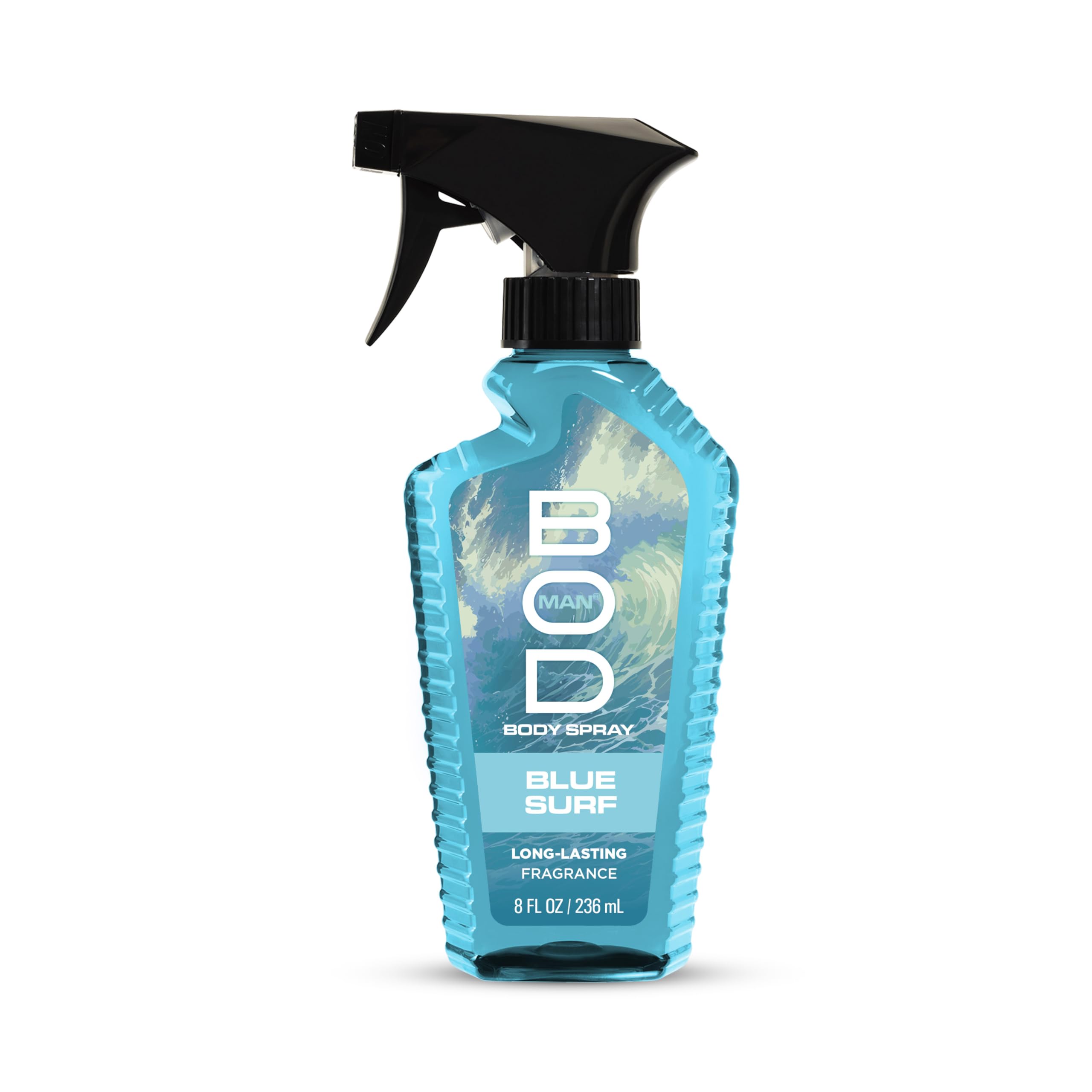BOD man Blue Surf bottle front showing fresh fragrance profile and confidence