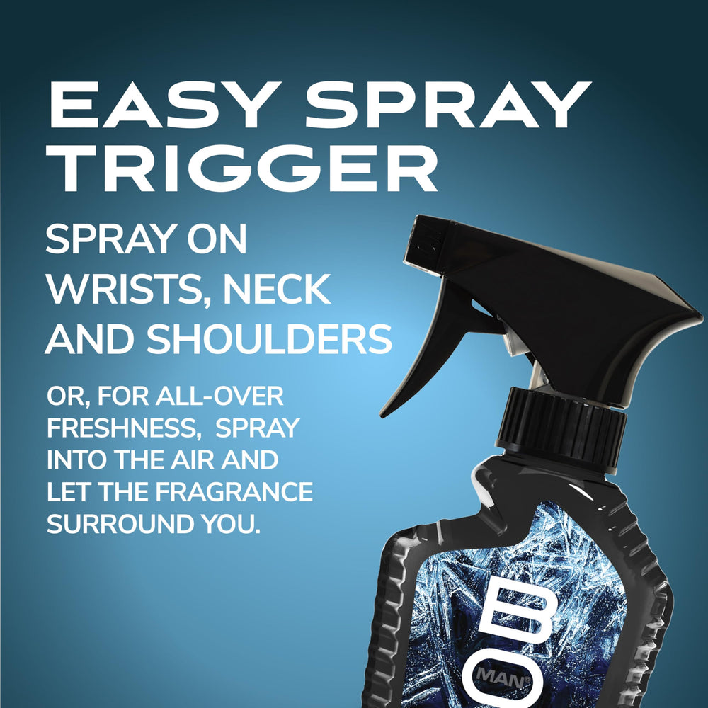 BOD Man Dark Ice easy spray trigger close-up for quick, even application.