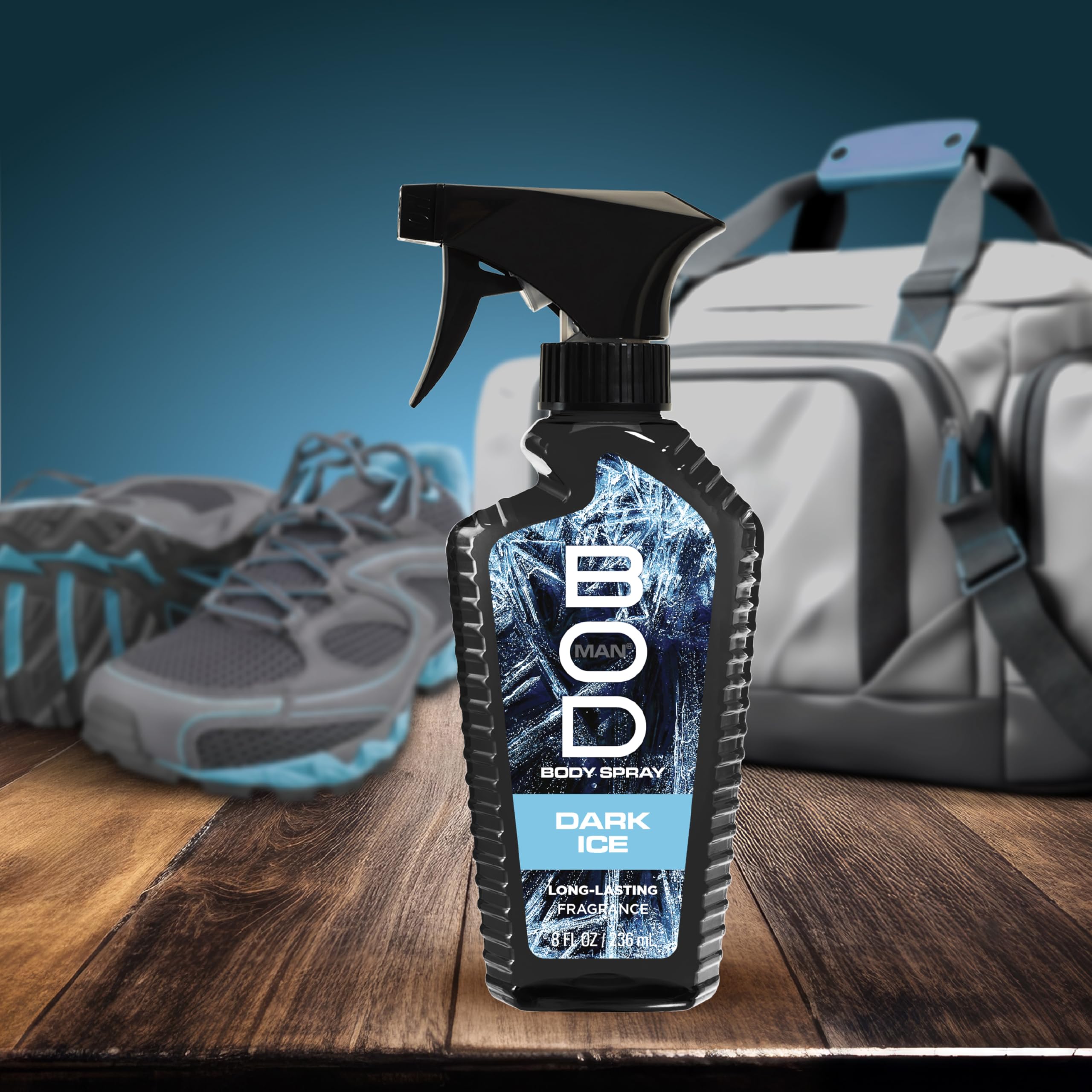 BOD Man Dark Ice long-lasting effect graphic suggesting all-day wear.