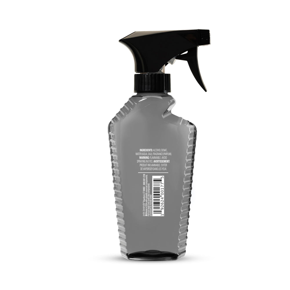 BOD Man Liquid Titanium bottle with urban backdrop evokes modern masculinity.