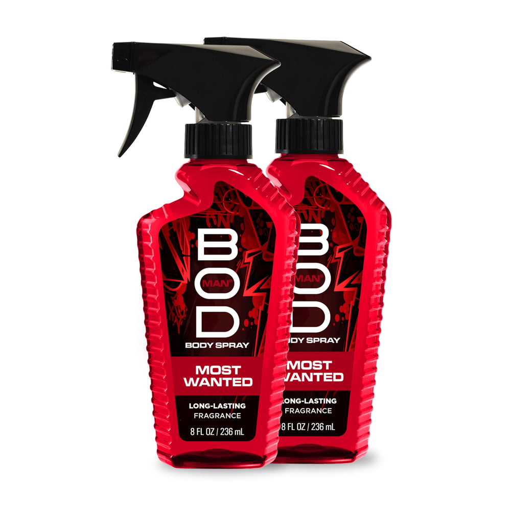 BOD man Most Wanted bottle front, confident everyday fragrance for him