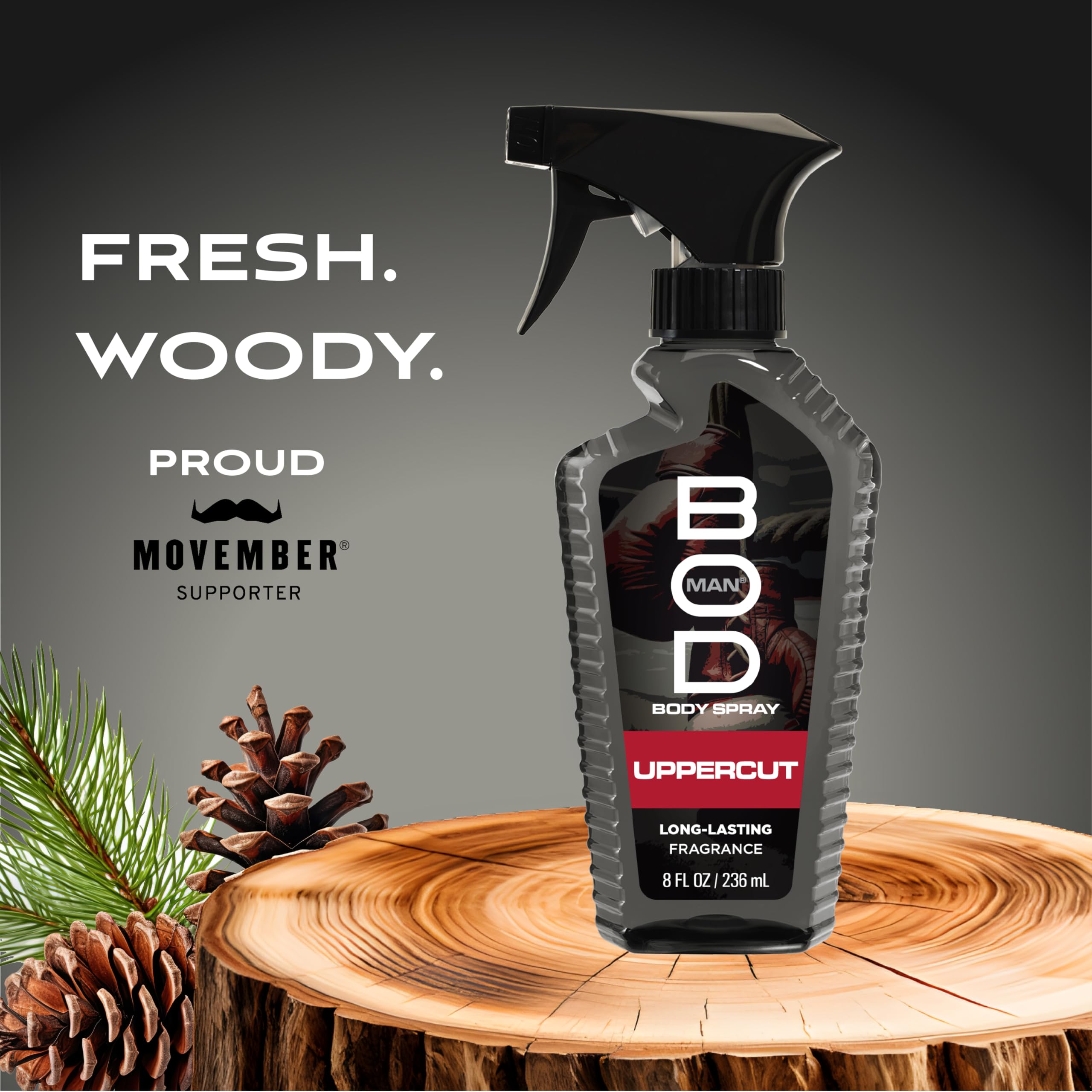 BOD Man Uppercut bottle back label, clear branding and note highlights.