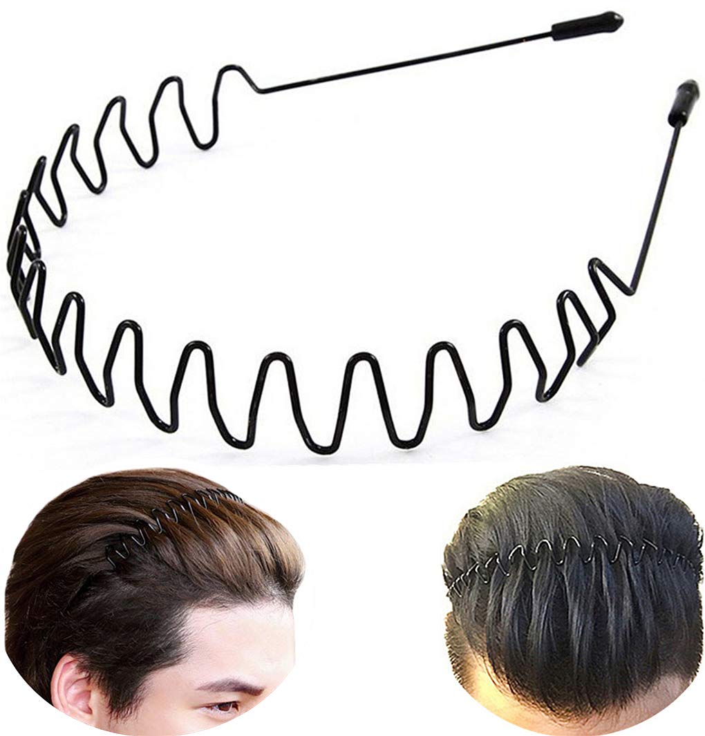 bodbop banda de cabello metálica negra con ondulado, para un look moderno y cómodo.