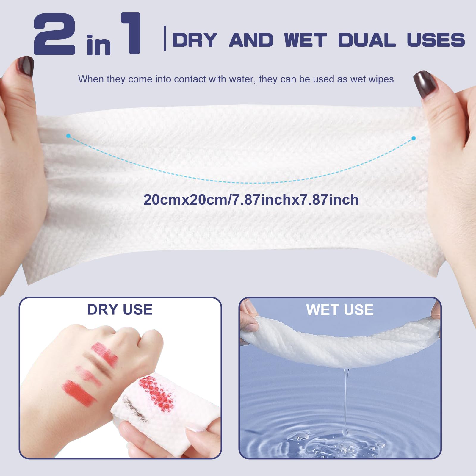 BODFPPC Disposable Face Towel offers wet and dry dual-use for makeup removal.