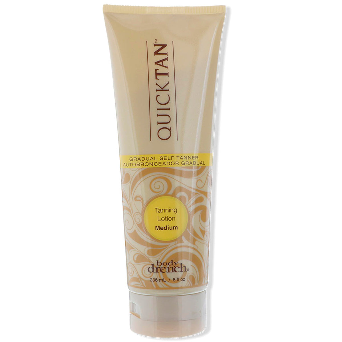 Body Drench Quick Tan ofrece una aplicación suave para un bronceado gradual y natural.