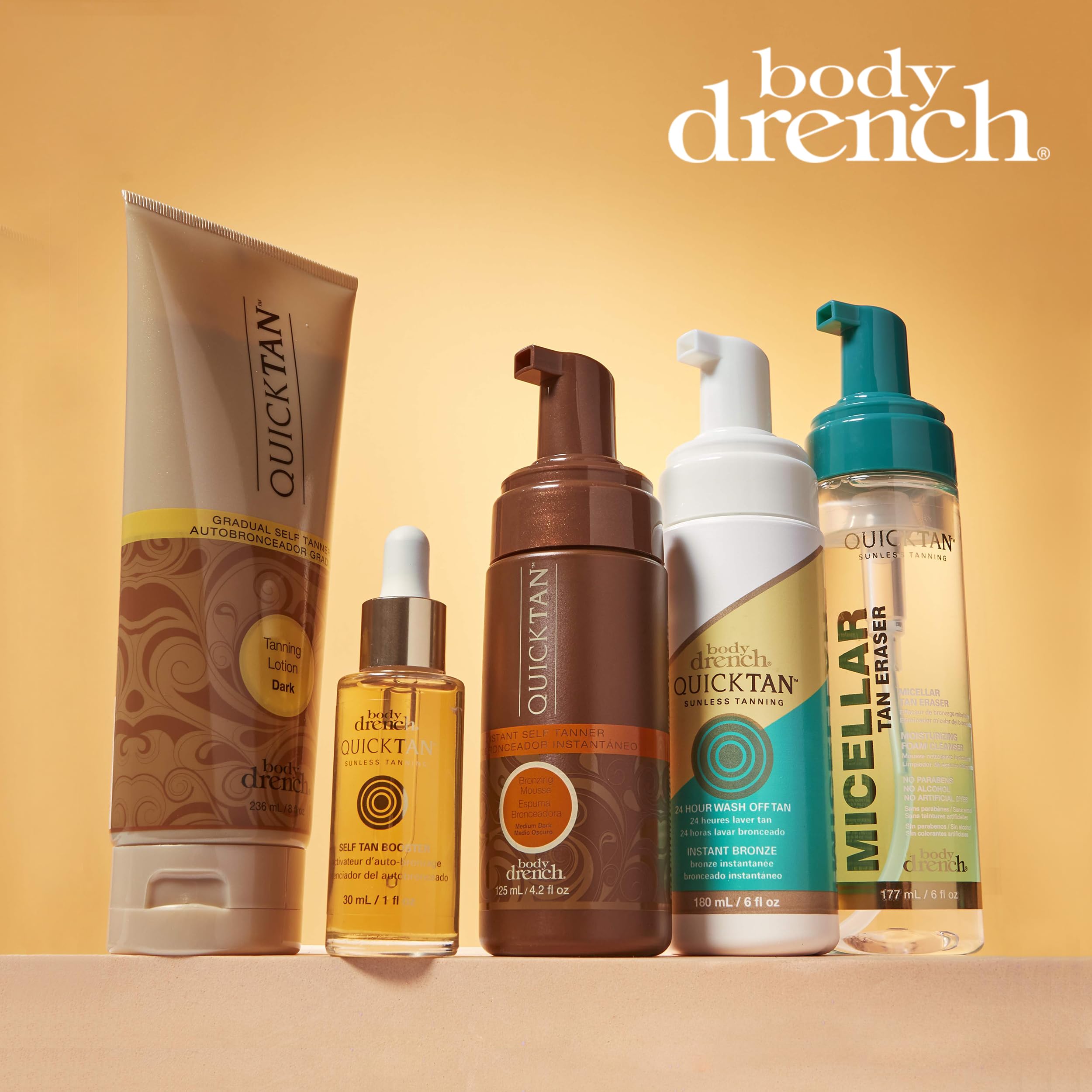 Body Drench Quick Tan fórmula vegana sin crueldad y sin sulfatos