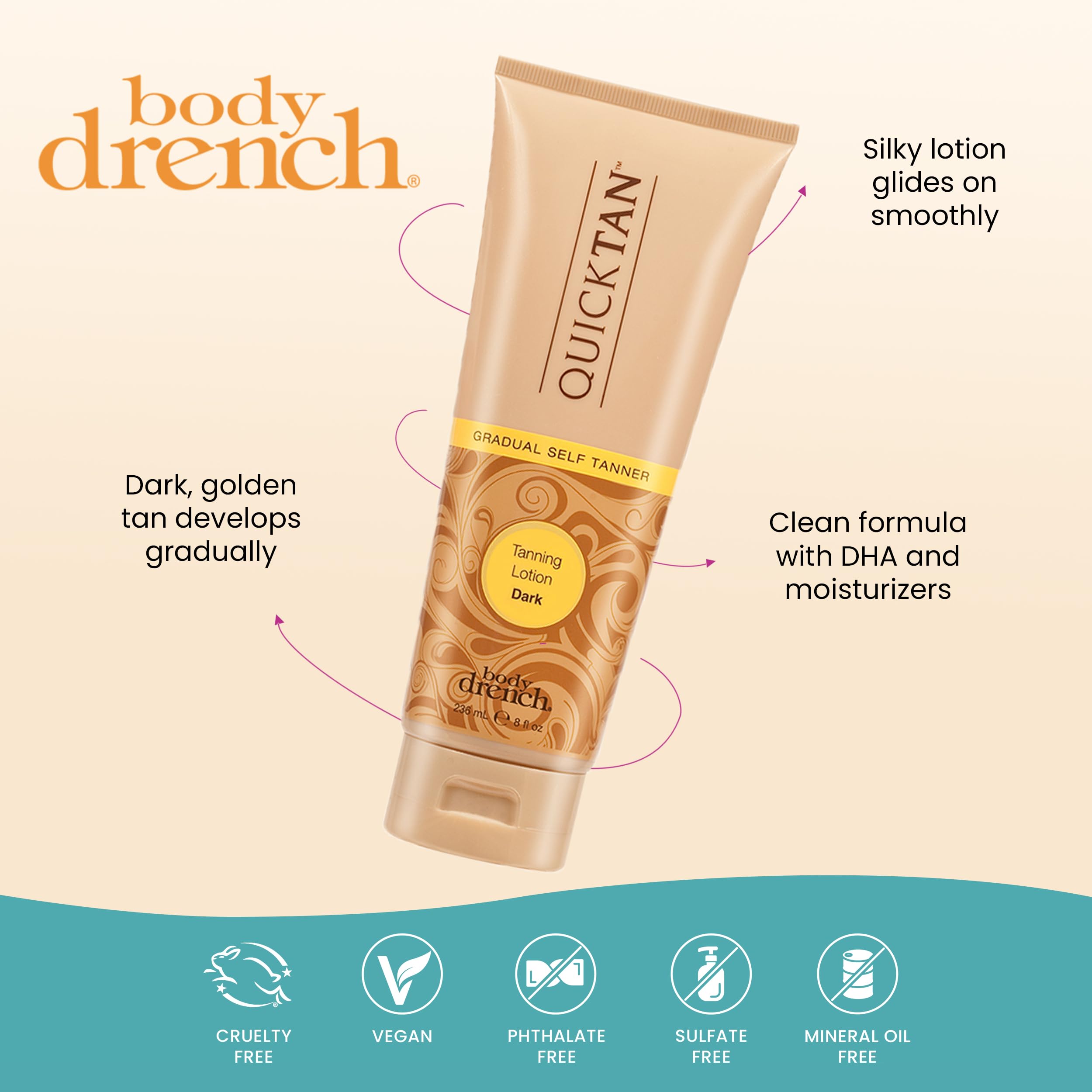Body Drench Quick Tan hidratación y DHA para piel suave y bronceada