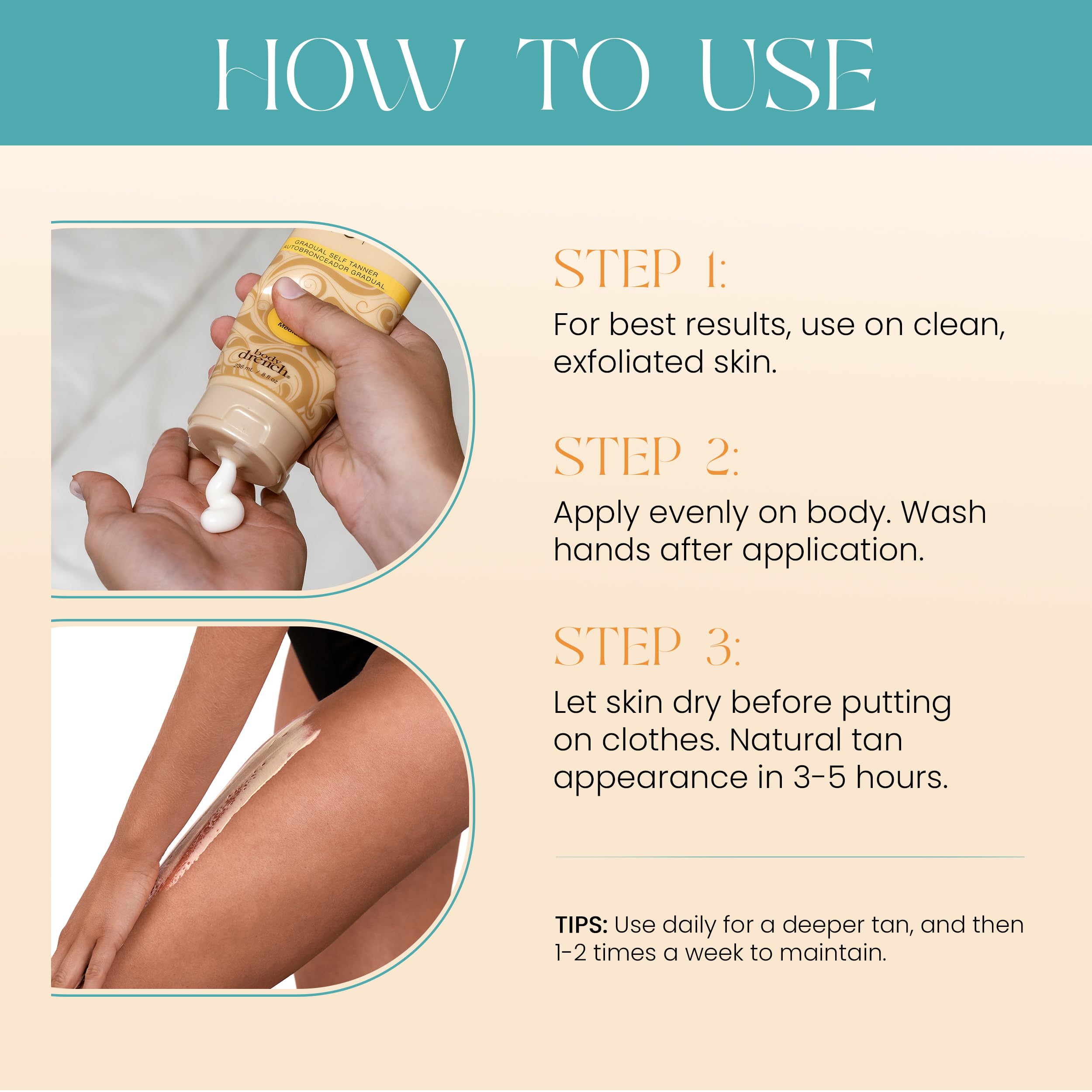 Body Drench Quick Tan tono natural bronceado en piel