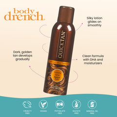 Body Drench QuickTan fast-drying bronzer for a bronze look without greasiness.