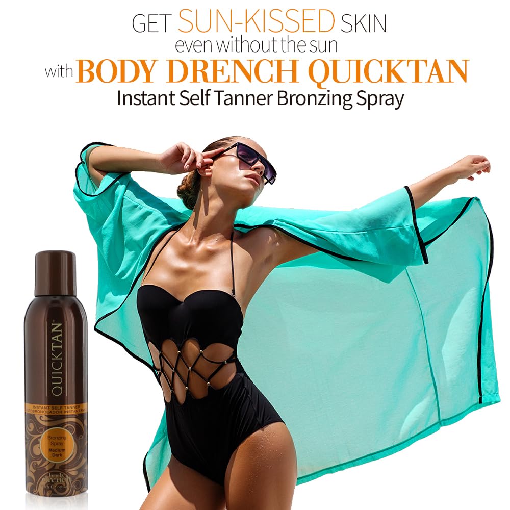 Body Drench QuickTan instant bronze dries fast and feels light.