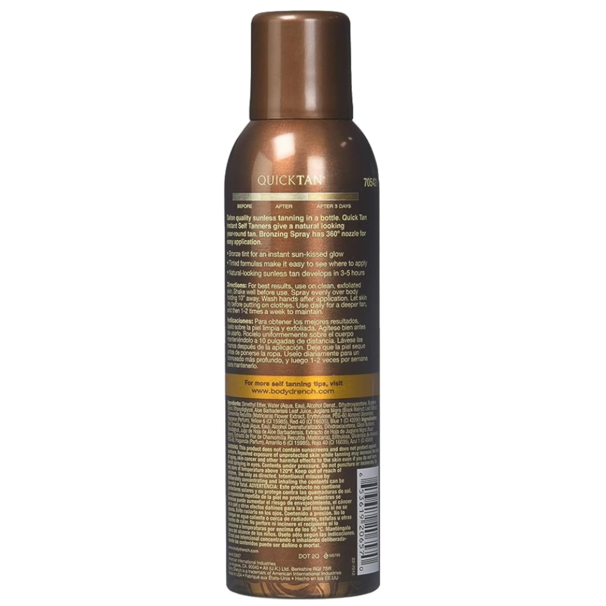 Body Drench Quicktan tinted mist demonstrates where to apply color