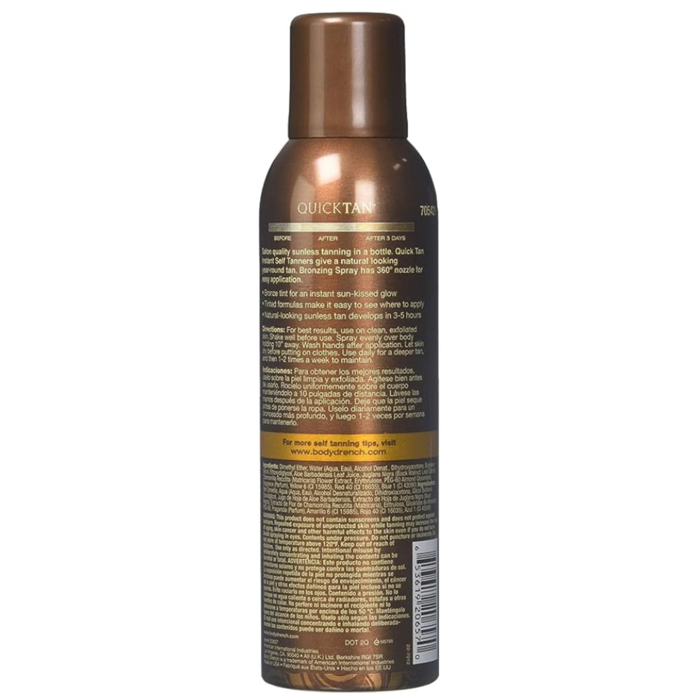 Body Drench Quicktan tinted mist demonstrates where to apply color