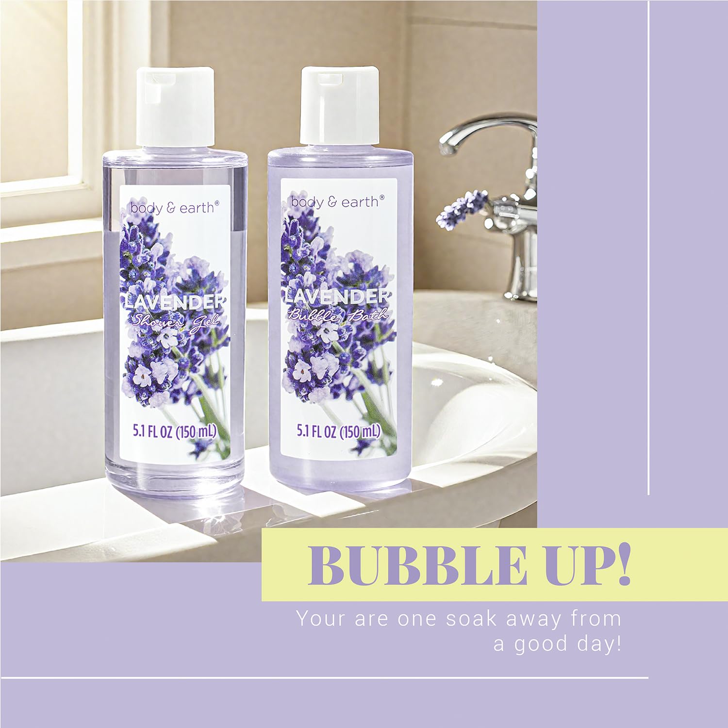 BODY & EARTH lavender body lotion for deep hydration and softness.