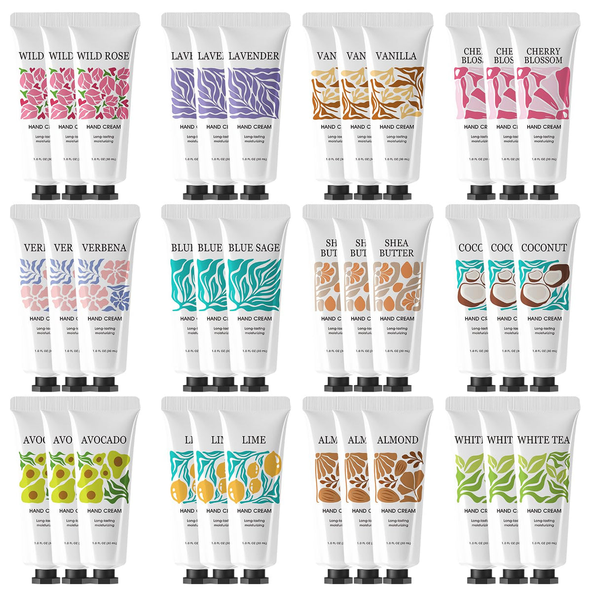 BODY & EARTH LOVE crema de manos 36-pack fragancias naturales para hidratar diariamente.