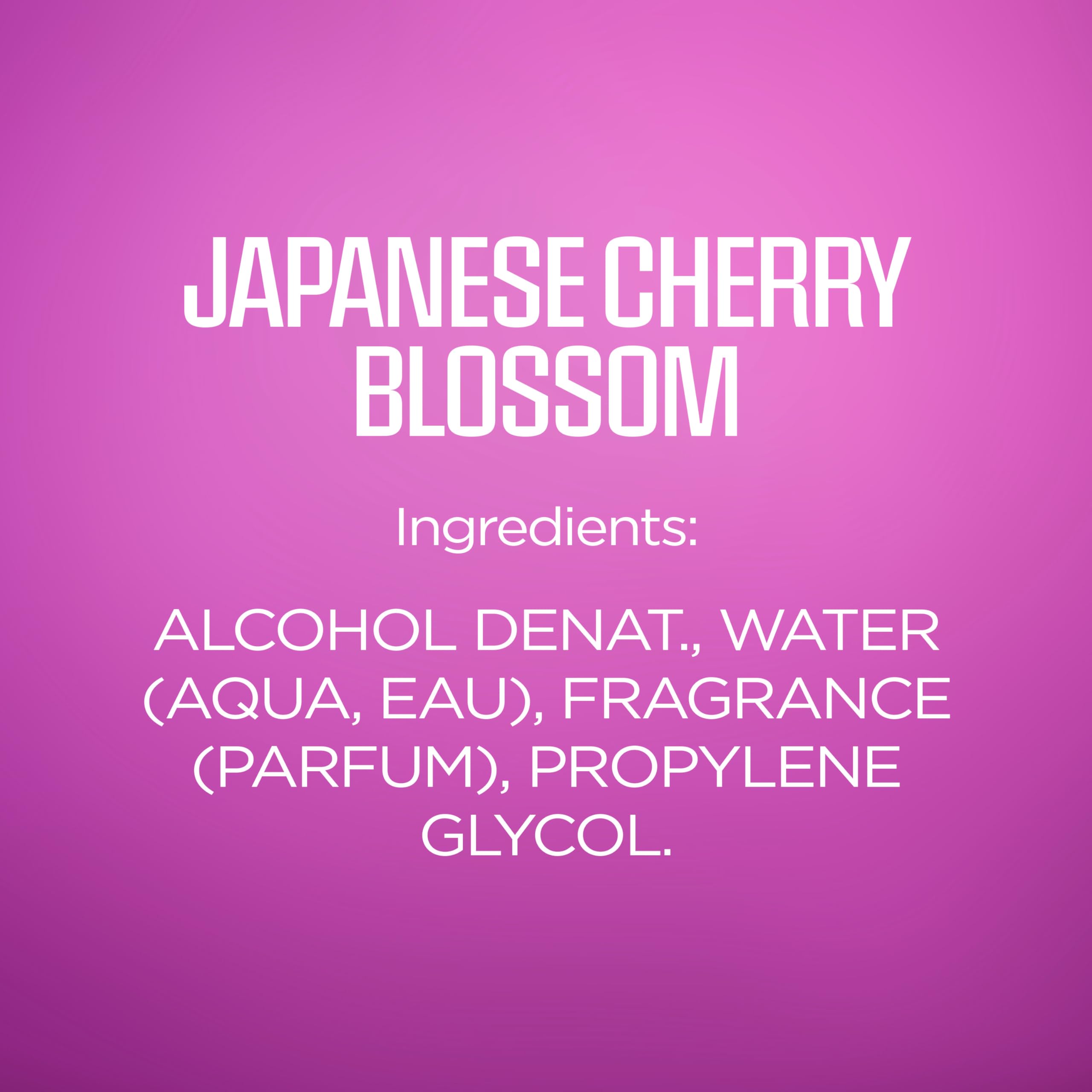 Body Fantasies cherry blossom close-up highlights delicate floral core.