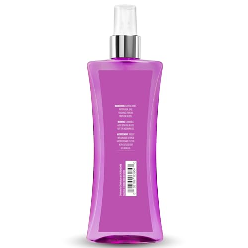 Body Fantasies elegant rectangular bottle enhances dresser top aesthetics.