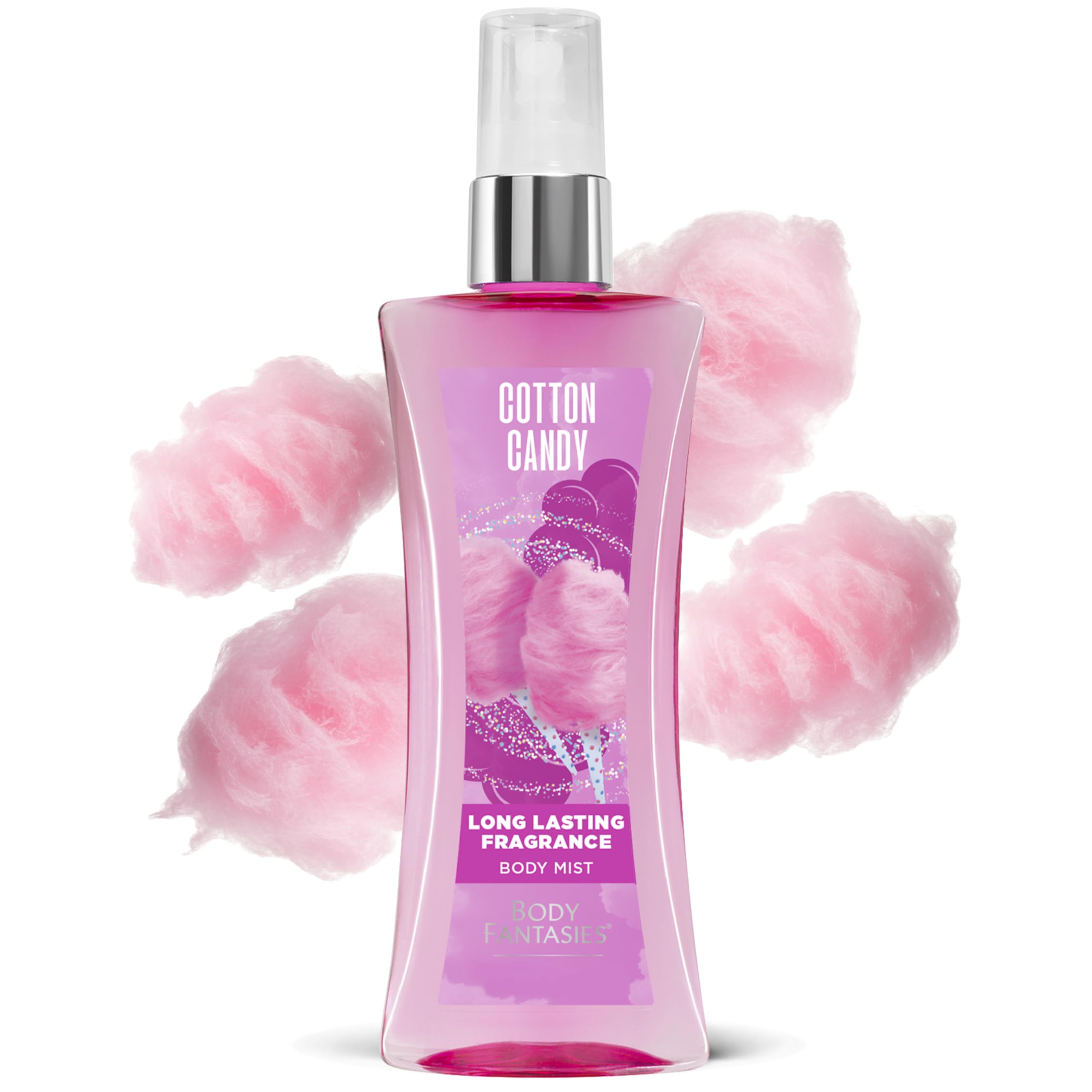 Body Fantasies Signature cotton candy close-up noting berry blend and playful mood
