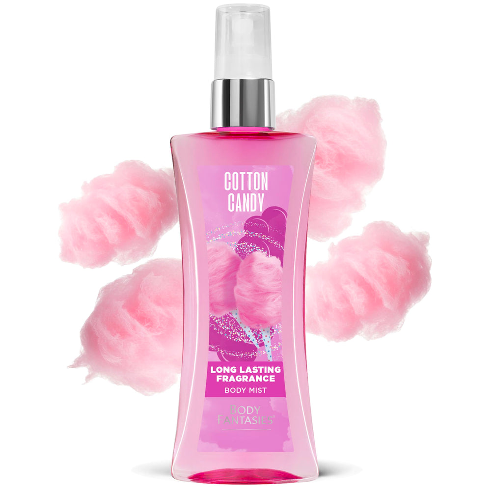 Body Fantasies Signature cotton candy close-up noting berry blend and playful mood